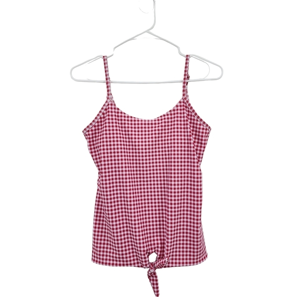 Pink Desert Women's Poly Stretch Gingham Adjustable Strap Top - M